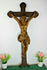 XL antique 33.4" Wood carved patinated Christ crucifix cross religious