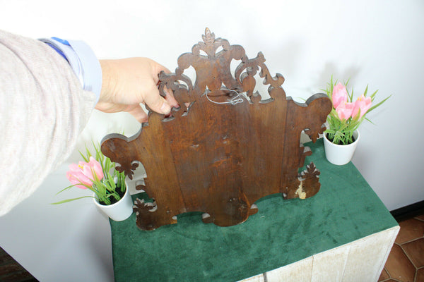 Antique German black forest wood carved wall letter holder