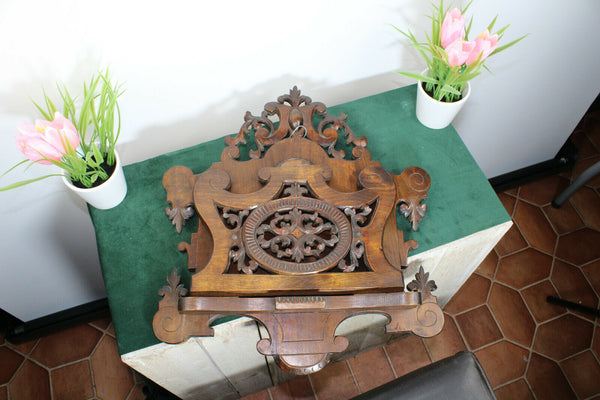 Antique German black forest wood carved wall letter holder