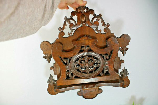 Antique German black forest wood carved wall letter holder