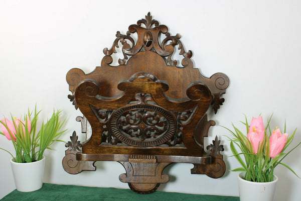 Antique German black forest wood carved wall letter holder