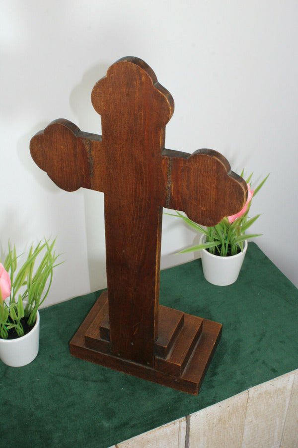 Antique dutch frisian wood carved crucifix cross religious cross