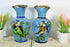 PAIR antique french ceramic hand paint birds Vases