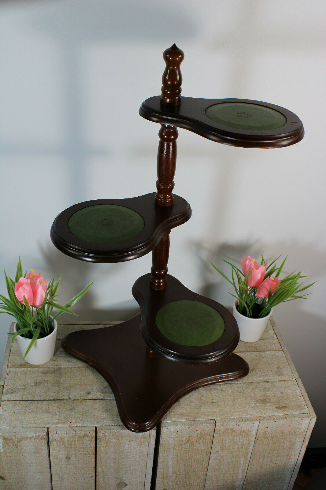 antique wooden pot plant stand Vintage 1970 English wood plant stand 3 level for planter jardiniere V