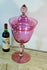 XL Bohemia Glass pink amethyst Drageoir candy pot 1970