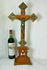 Antique French wood carved 4 evangelist symbol crucifix cross christ religious