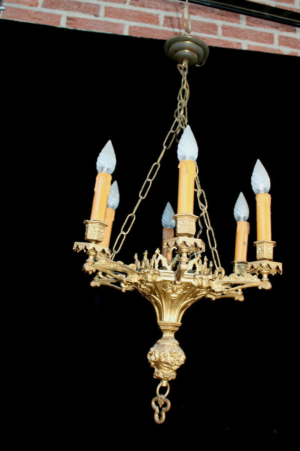 Antique Church neo gothic bronze French chandelier lamp religious