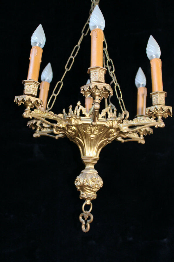 Antique Church neo gothic bronze French chandelier lamp religious