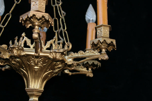 Antique Church neo gothic bronze French chandelier lamp religious