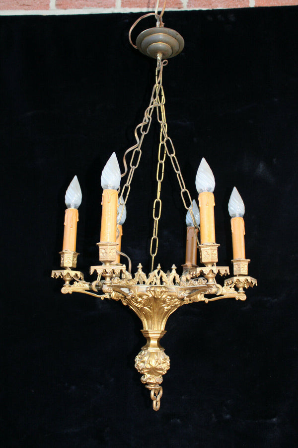 Antique Church neo gothic bronze French chandelier lamp religious