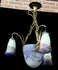 Antique Muller freres Luneville 3 arm Chandelier lamp glass paste shades signed