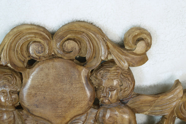 Antique French chalk putti cherub wall plaque ornament pediment