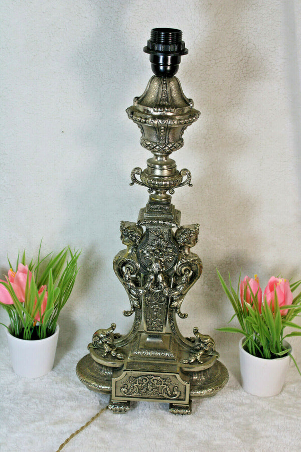 Vintage bronze Caryatid cherub putti table lamp