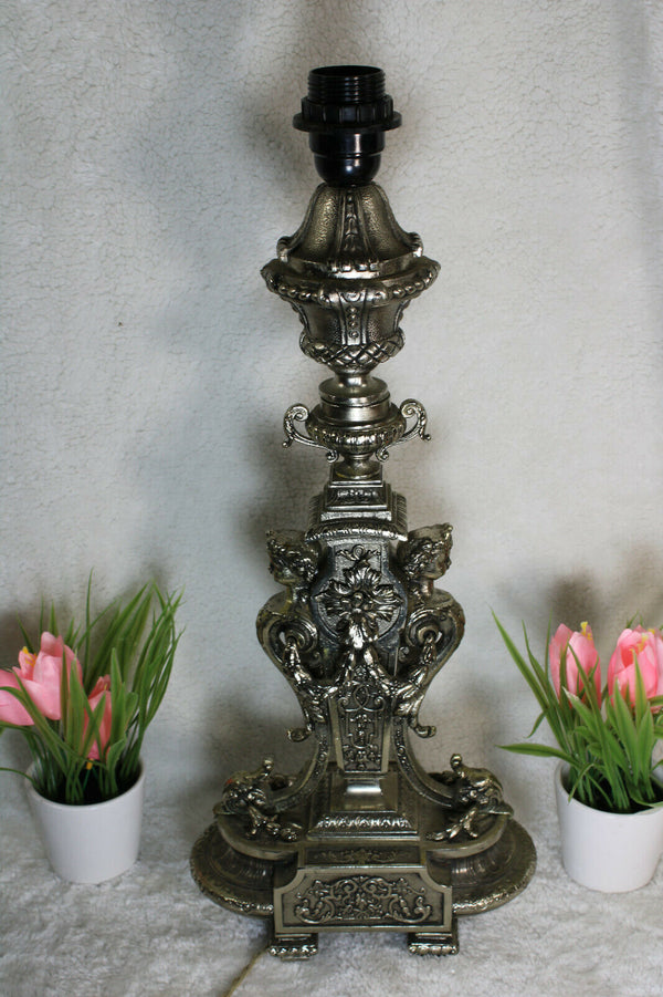 Vintage bronze Caryatid cherub putti table lamp