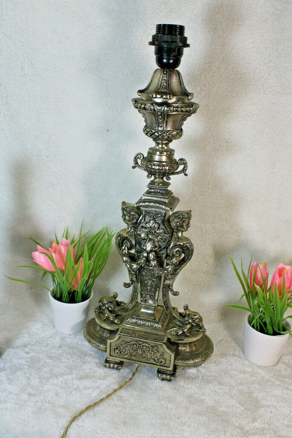 Vintage bronze Caryatid cherub putti table lamp