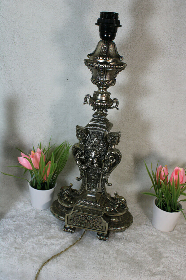 Vintage bronze Caryatid cherub putti table lamp