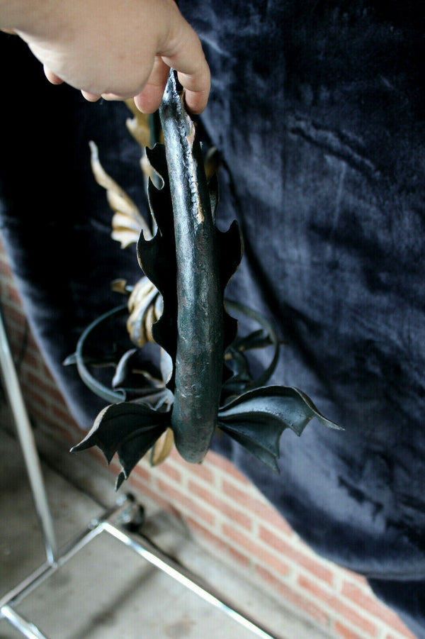 Antique cast iron italian church religious dolphin fish chandelier crucifix rare