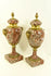 Antique PAIR marble bronze ram heads Vases