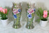 PAIR art nouveau french Glass enamel floral decor Vases