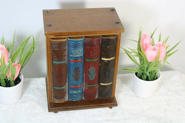 Vintage shakespeare fake book Decanter music box wood glass set rare