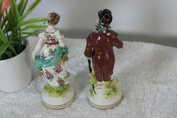 pair antique german ludwigsburg porcelain signed figurines statue