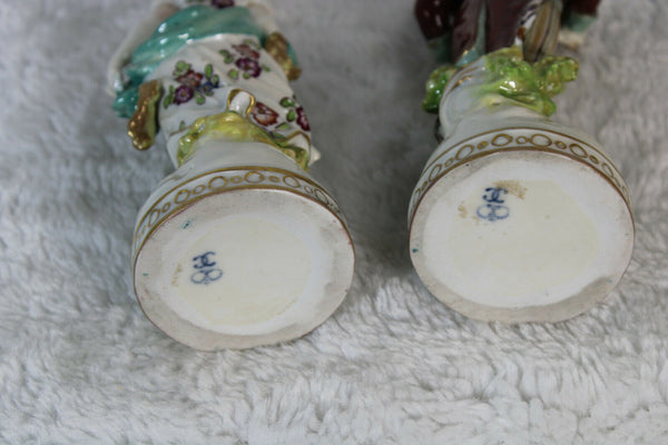 pair antique german ludwigsburg porcelain signed figurines statue