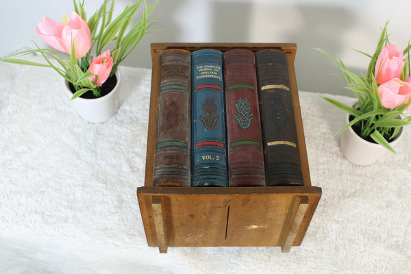 Vintage shakespeare fake book Decanter music box wood glass set rare