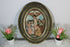 Antique ceramic crucifix Bible scene plaque Religious