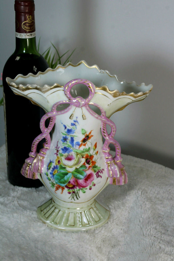 Antique vieux paris porcelain vase floral