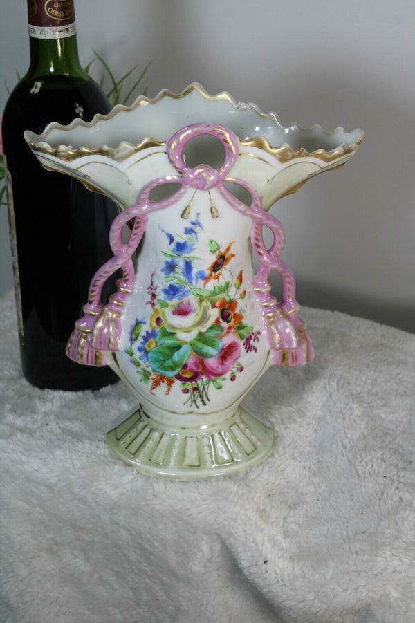 Antique vieux paris porcelain vase floral