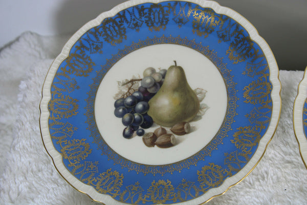 Set 6 czech royal epiag marked paint fruit decor porcelain dessert plates 20cm