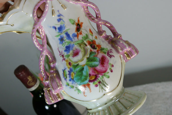 Antique vieux paris porcelain vase floral