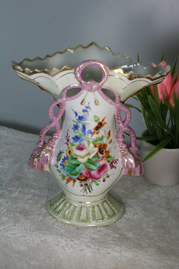 Antique vieux paris porcelain vase floral