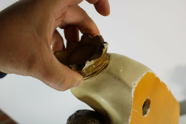 French Chalkware wall hanging bust statue madonna child 1970