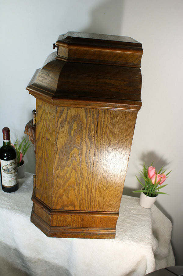 Antique French oak wood carved church altar tabernacle madonna mary Drawers