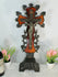 antique French religious wood carved crucifix cross