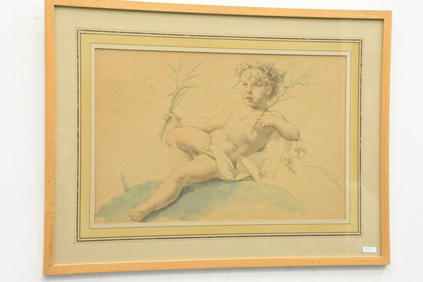 5 Top antique hand coloured Engravings E Meyer 1892 framed angel cherubs