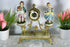 Vintage 1970 Porcelain figurine Brass cherub putti lion paw table clock