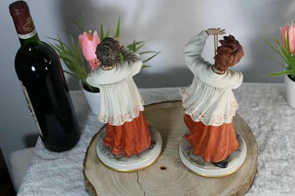 PAIR Capodimonte porcelain Choir altar boy insence burner figurine statue rare