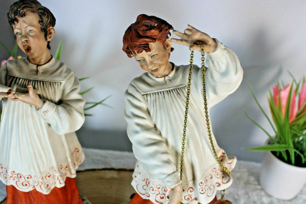 PAIR Capodimonte porcelain Choir altar boy insence burner figurine statue rare