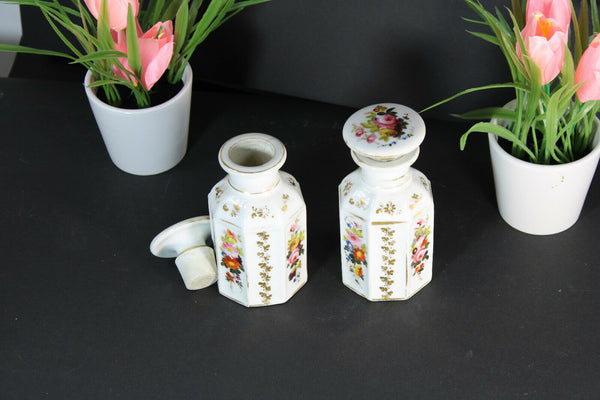 PAIR antique vieux paris porcelain flacons floral