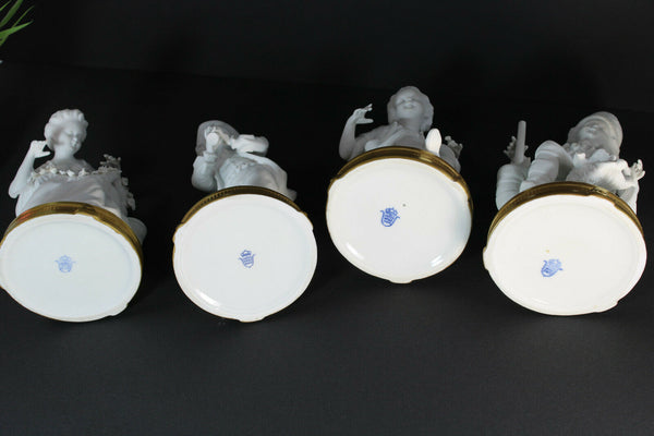 Set 4 antique german unterweissbach bisque porcelain figurine statue marked