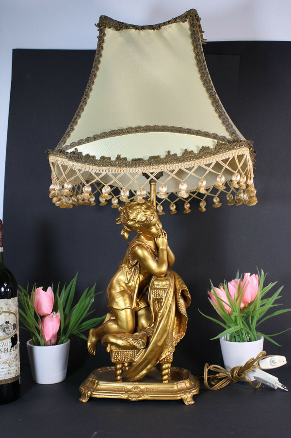 Gorgeous Brass young praying girl table lamp 1960s