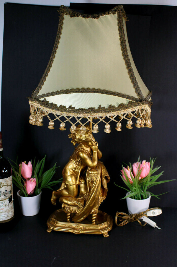 Gorgeous Brass young praying girl table lamp 1960s