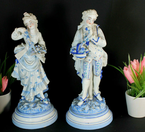 PAIR antique german bisque figurine marquis marquise statue