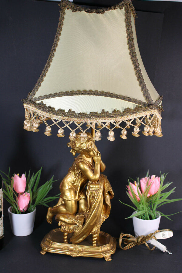 Gorgeous Brass young praying girl table lamp 1960s