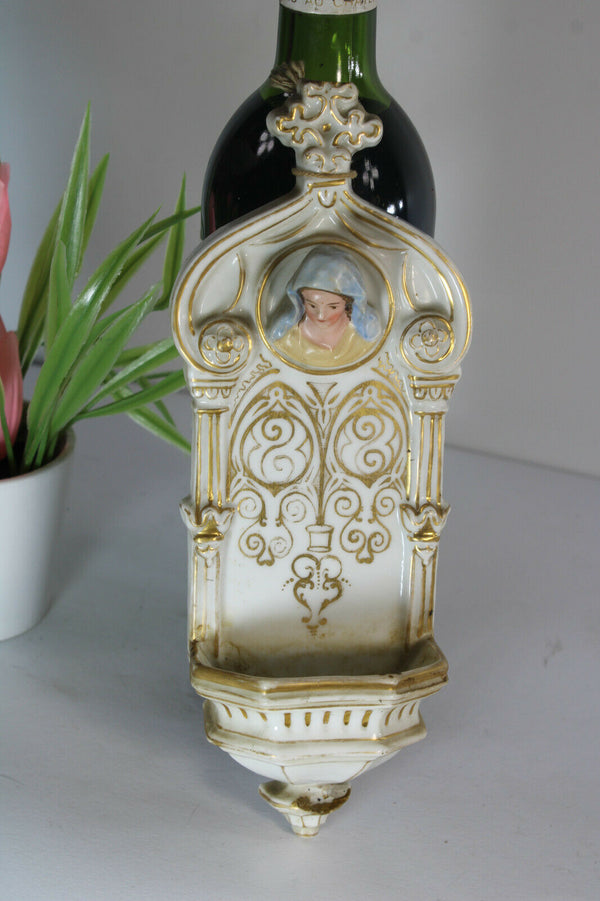 Antique Vieux paris porcelain holy water font religious