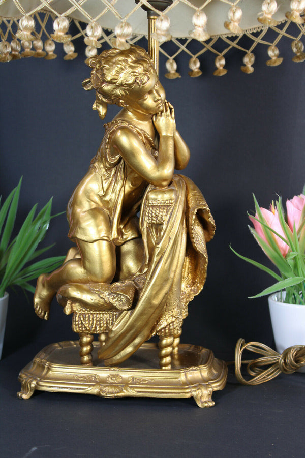 Gorgeous Brass young praying girl table lamp 1960s