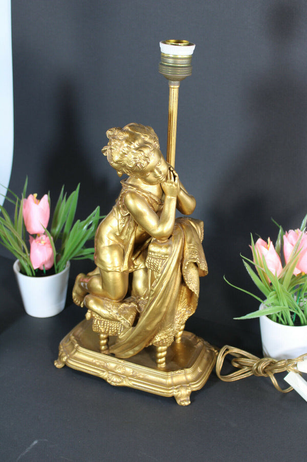 Gorgeous Brass young praying girl table lamp 1960s