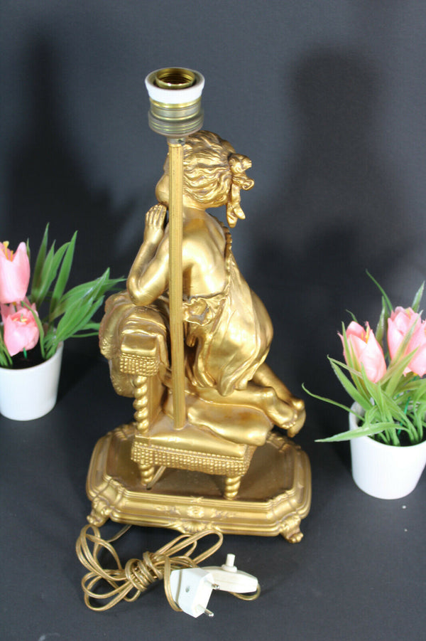 Gorgeous Brass young praying girl table lamp 1960s